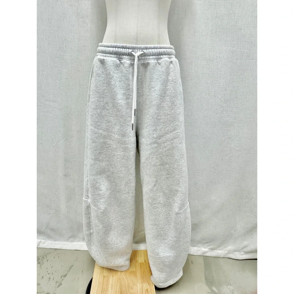 Abercrombie & Fitch Sunday Barrel Sweatpants Women Medium Heather Gray Wide Leg - Picture 7 of 13